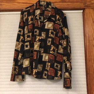 Milano animal print button blouse ex L